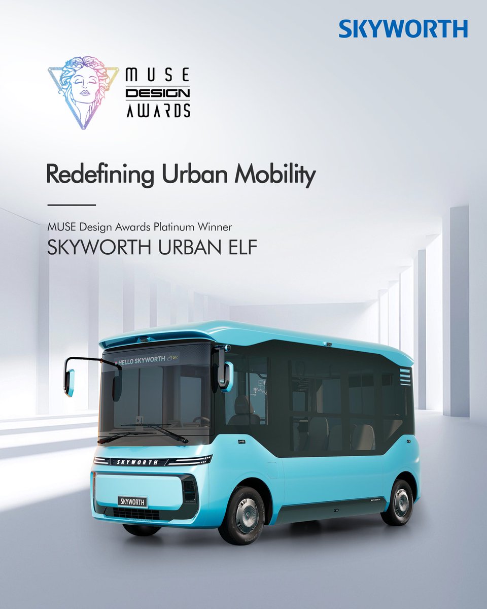 SkyworthAuto's tweet image. Recognized Again by leading global design awards!
Skyworth Urban Elf wins Platinum at the 2026 MUSE Design Awards, following its success at the iF Design Award.
Shaping the future of urban mobility.
#UrbanElf #MuseDesignAward #SmartMobility