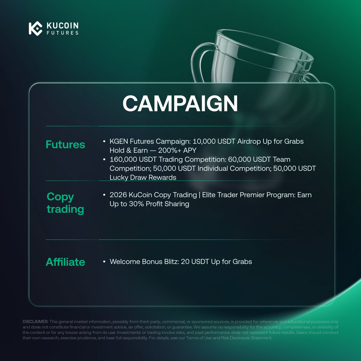 KuCoinFutures's tweet image. KuCoin Futures Weekly Report - April 17
🔷Futures New Listing: #CHIP #GENIUS #MSFT #ORCL
🔷Star lead trader 7D PnL% hits over 30%
🔷KuCoin campaigns offer 10K USDT airdrops, 160K USDT trading rewards, up to 30% profit sharing, and bonus incentives.
More details: Explore the