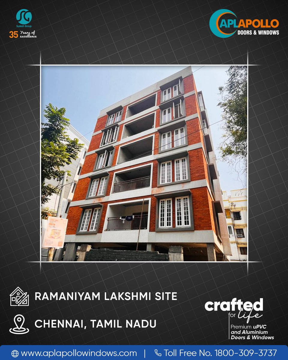 aplapollowindow's tweet image. Elevating the architectural beauty of Ramaniyam’s structures in Chennai. Our uPVC doors and windows come to life here, fitting perfectly into the design of these beautiful spaces.

#APLApollo #APLApolloWindowsDoors #uPVCWindows #BuildingInnovation #ArchitecturalDesign