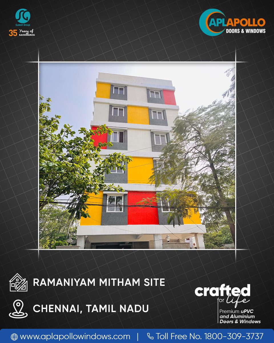 aplapollowindow's tweet image. Elevating the architectural beauty of Ramaniyam’s structures in Chennai. Our uPVC doors and windows come to life here, fitting perfectly into the design of these beautiful spaces.

#APLApollo #APLApolloWindowsDoors #uPVCWindows #BuildingInnovation #ArchitecturalDesign