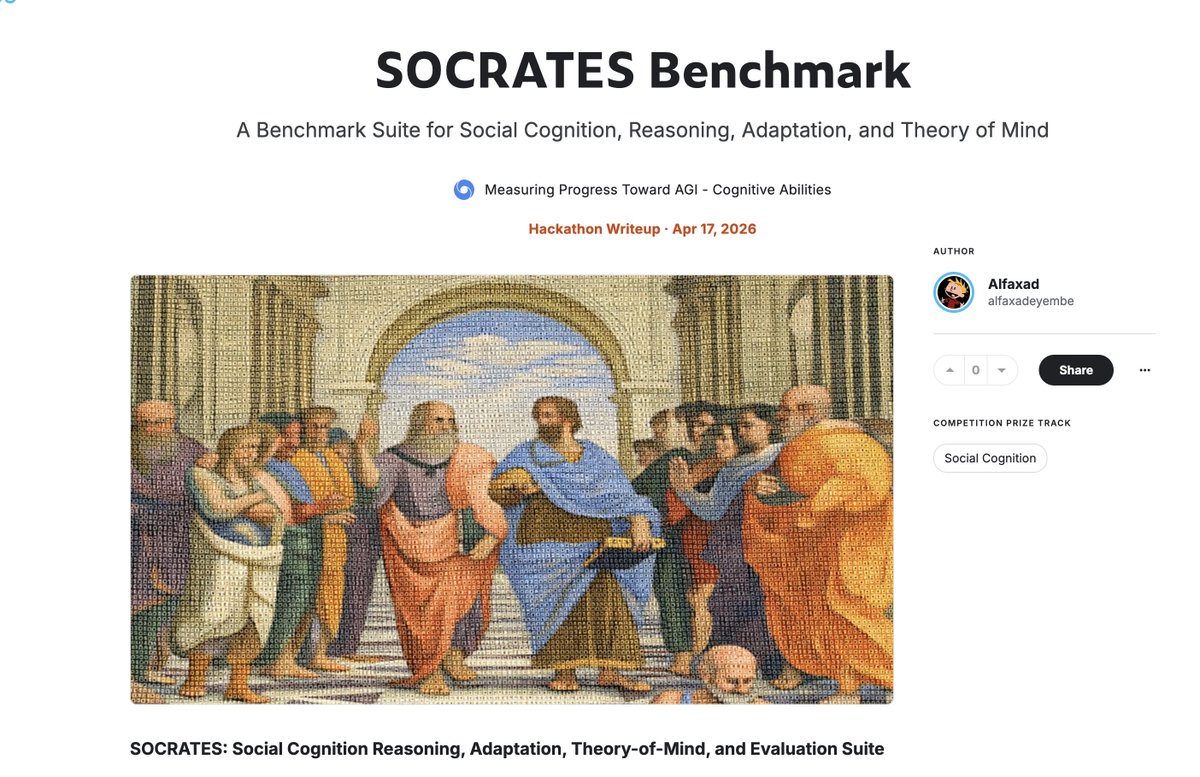 alfxad's tweet photo. i built a benchmark to measure social cognition for deepmind's kaggle benchmark challenge. 
link to the write up and benchmark below!! https://t.co/DNzxwzlV8o
