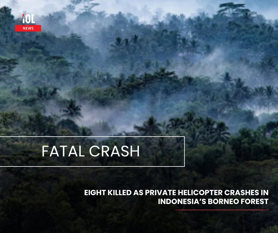 IOL's tweet image. Two crew members and six passengers were killed when a private helicopter crashed in dense forest on Indonesia's Borneo island, the transport ministry said Friday.
#news #crew #passengers #killed #helicopter #crash #Borneo 
Read on tinyurl.com/29u2aam8