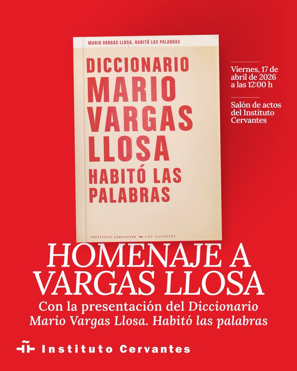 InstCervantes's tweet image. El 13 de abril se cumplía un año de la muerte de #MarioVargasLlosa.

Hoy presentamos el #DiccionarioVargasLlosa, que reúne textos de 💯 amigos del escritor y figuras de la cultura, como Sabina, #BryceEchenique o #JavierCercas.
🕛 12 h
🔴Síguelo #Endirecto: youtube.com/watch?v=GzTltm…