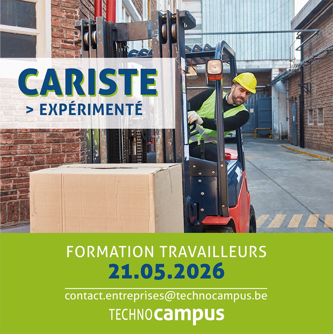 TechnoCampusBe's tweet image. Cariste expérimenté 👷🏼‍♂️ 
ℹ️ bit.ly/4etmm9X 🕐 21/05/2026
📧 contact.entreprises@technocampus.be
#formation #entreprises