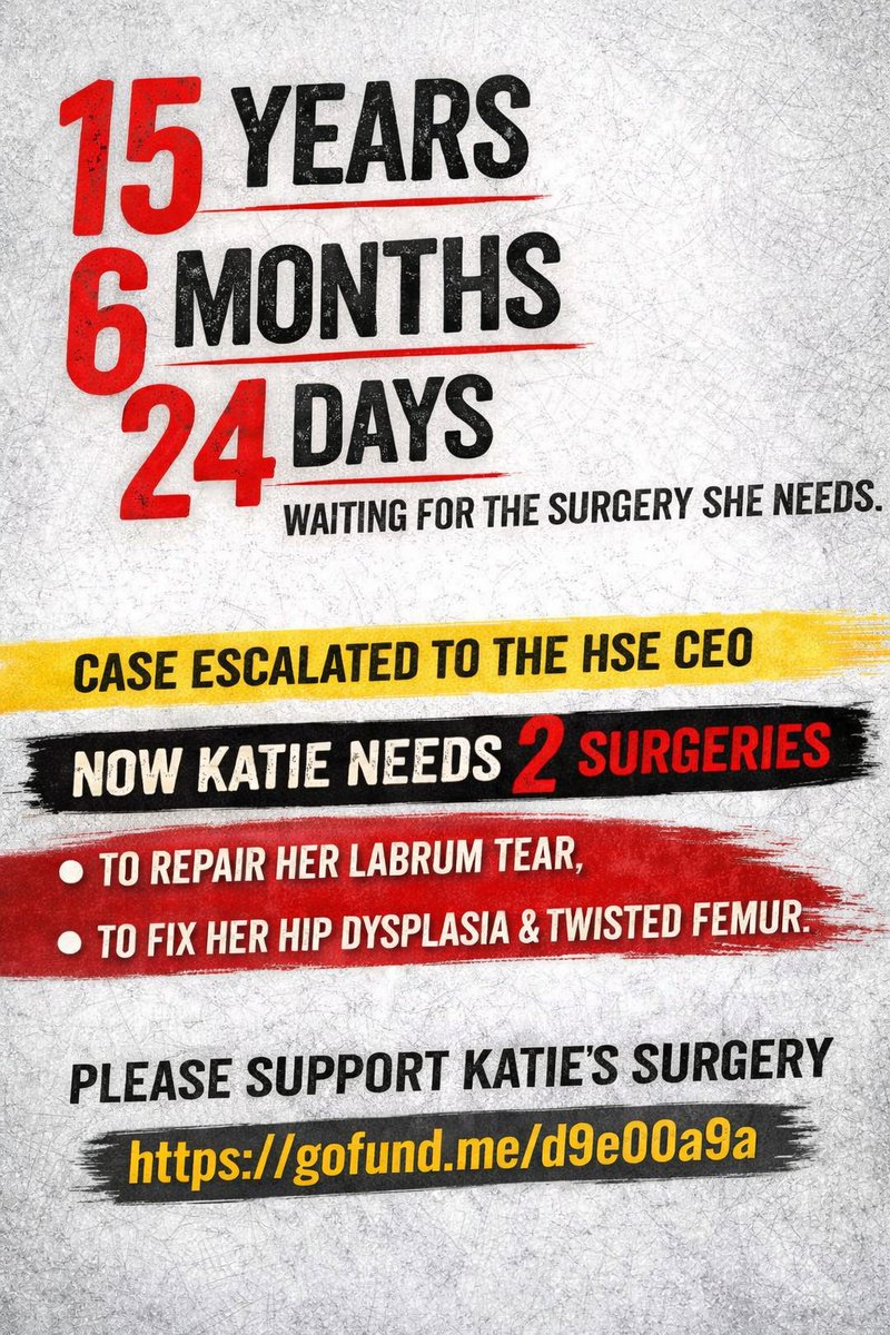 Katiesfight24's tweet photo. Another day stolen from Katie.
Today she cannot get out of bed. Not because she is not trying. Not because she does not want to. But because her body is simply exhausted.
She only managed 2 days in school this week. Monday was spent in Cappagh having surgery. Tuesday she was left sore and in pain from it. Somehow, she pushed herself back into school on Wednesday and Thursday, trying to keep going, trying to hold onto some normality, trying to be like every other young person her age.
And today, she has nothing left.

It is soul destroying as a mother to watch your child fight this hard just to do the basics, only for her body to completely give up on her afterwards.
Katie keeps trying. She keeps pushing. She keeps showing up whenever she can. But this is not living. This is surviving.
Please keep sharing Katie’s story. Please keep helping us fight for the treatment she so desperately needs. Because she cannot keep losing days, weeks and years of her life like this.

https://t.co/6DV7gdhjTa