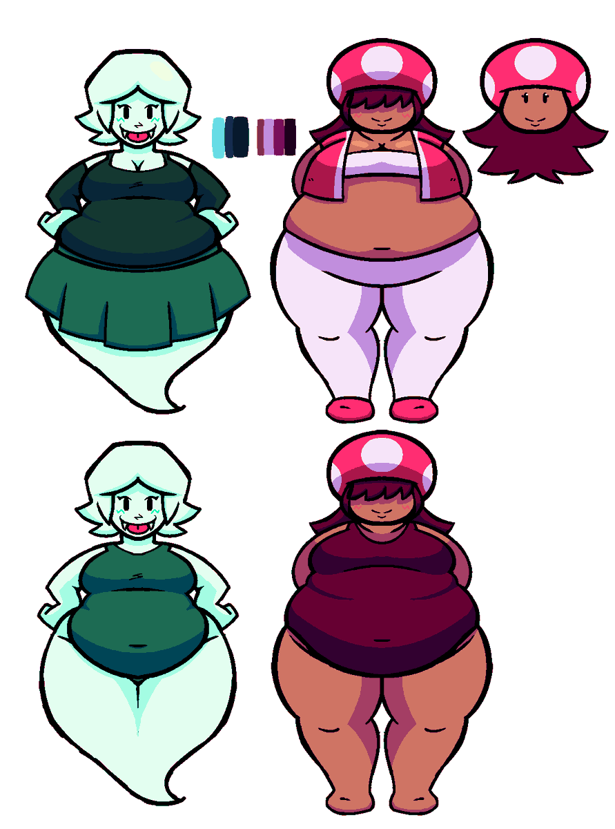 still unsure but in case i do, i made a design sheet of my OCs to have a good referencr of shading and lineart colors and outfits and their "default" body sizes and etc.