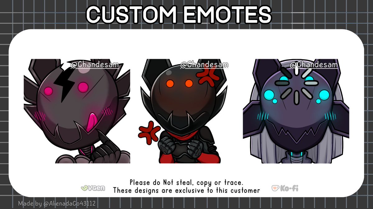 AlienadaCo43112's tweet image. Custom Emotes Vgen Com!!!

I really enjoyed this commission, especially these OCs :3

Disfrute mucho esta comision, sobretodo de estos oc :3

vgen.co/AlienadaCo43112

#emotes  #vtuber #commission  #robot #oc  #commission #chibi #cute #Vtuber #VGen #VGencomms #VGenOpen