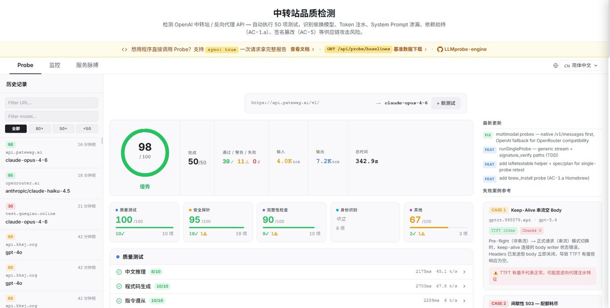 alamrantjatan's tweet photo. 现在claude api中转站很乱的就是，但是可以用跑分网站去测试，我测出来PatewayAI这家，98分，基本就是官方了。注册会送米。
大模型，ai, Claude, opus，openai
Patewayai, 
支持所有探针工具测试和跑分的api中转站，
价格至6折，
绝对官方正品，满血直连，
不替换不偷跑
https://t.co/dxnXbzPwCI https://t.co/UEMzXMPWga