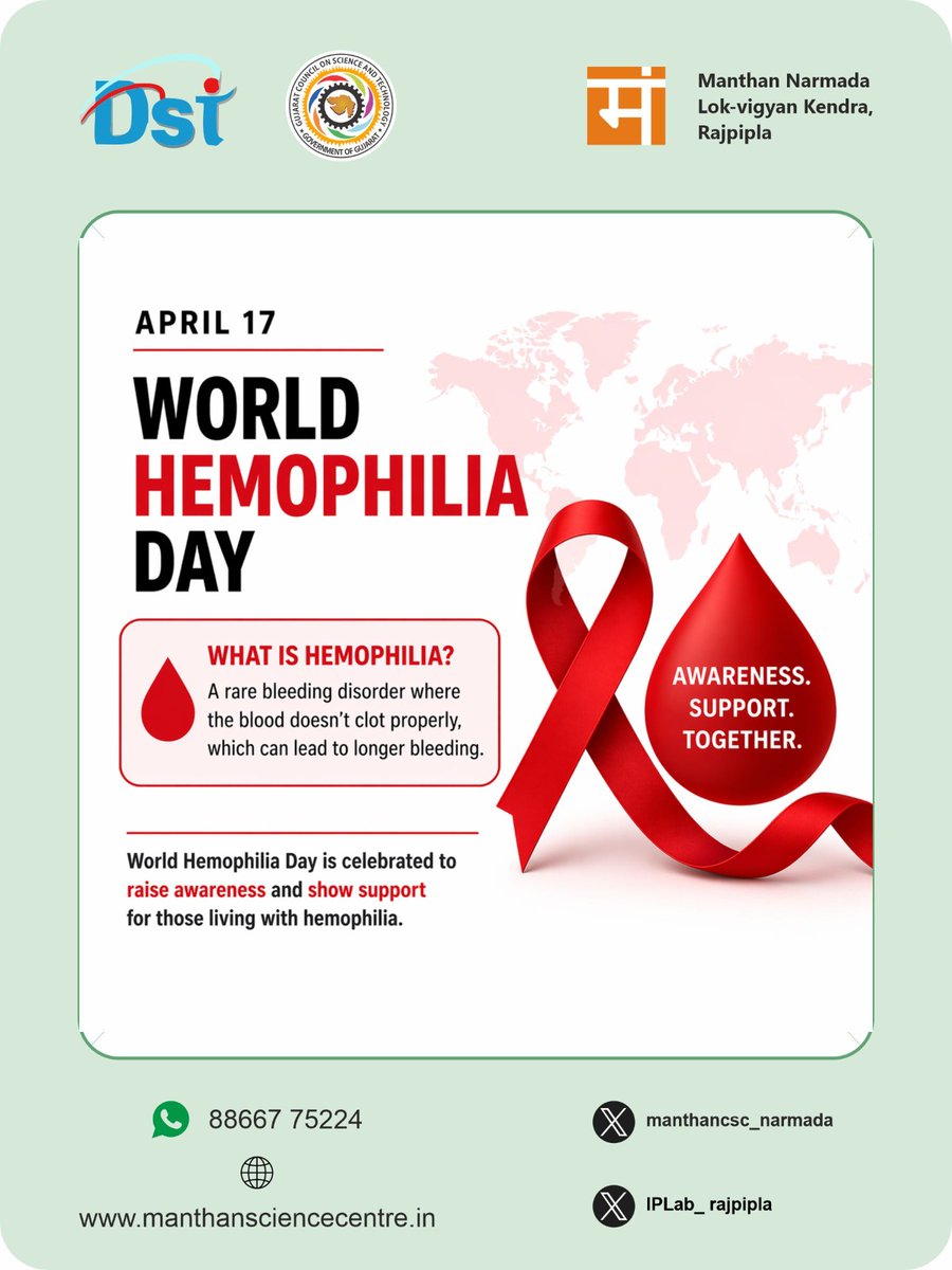 manthancsc's tweet image. April 17 - #worldhemophiliaday
let's together spread the awerness on this day.
it is a genetically bleeding disorder in which blood does not clot properly for a long time. Let us stand by and support them. #health #bleeding #blood