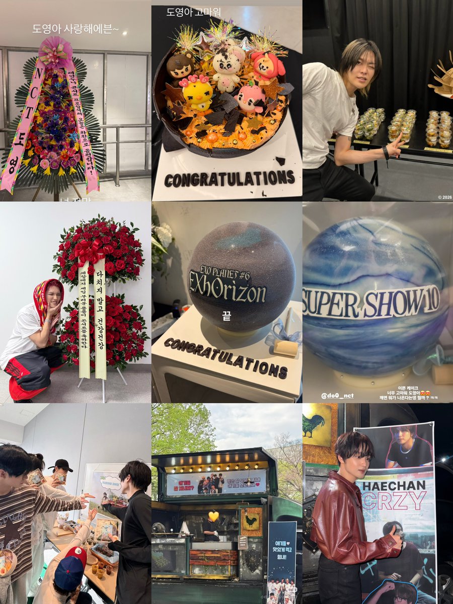 no overseas concert/schedule, hawaii vacation, and not even enlistment can stop doyoung from supporting those he adores and loves 🩵 

to taeyeon &amp; sj - dy on overseas concert (solo &amp; group)
to wish (in japan) - dy in korea(?)
to haechan - dy on vacation in hawaii
to yuta -