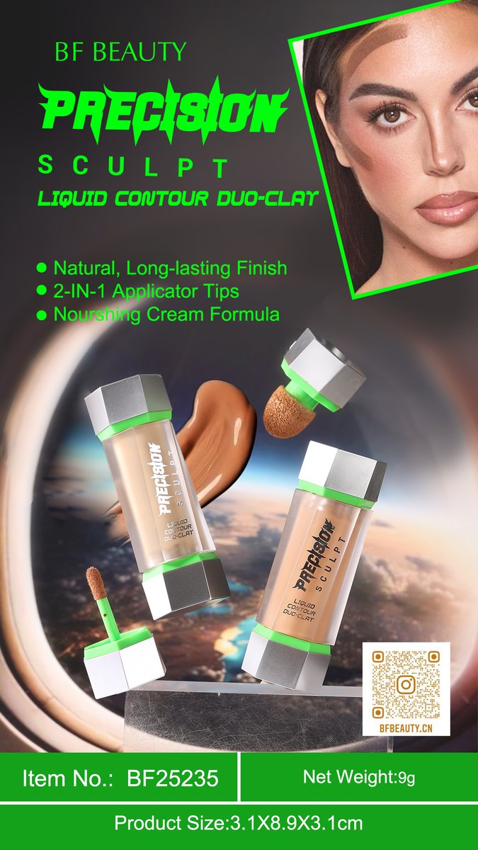 BFBeautyCN's tweet image. Sculpt with precision using our Precision Sculpt Clay Double Ended Liquid Contour
Featuring 2-in-1 applicator tips for effortless definition and blending. 
Nourishing cream formula delivers a natural,long-lasting finish for perfectly contoured looks
WAS:189 6605 3509
#Contour