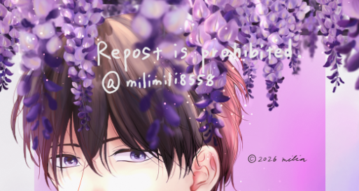 再掲です、少し修正しました🖊
去年の４月に描いた藤の花です😌

＃イラスト
＃創作男子