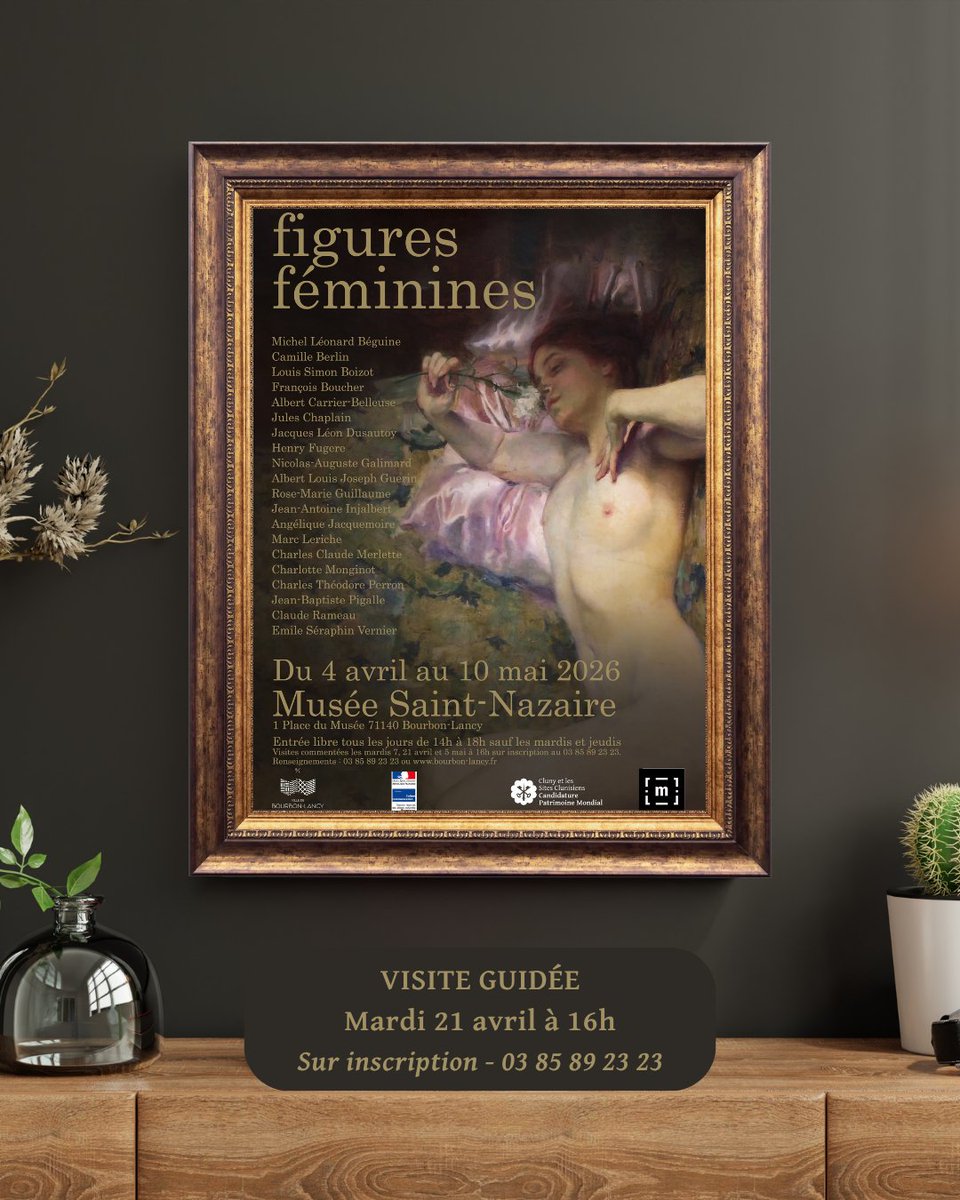 CharoBrioCluny's tweet image. 👉Idée sortie à Ville de Bourbon-Lancy  !
➡Ne manquez pas la visite guidée de l'exposition temporaire "figures féminines" visible au Musée Saint-Nazaire jusqu'au 10 mai prochain.
📆Mardi 21 avril à 16h
📌Sur inscription au 03 85 89 23 23
 #art #animations #ideesortie #bourbon