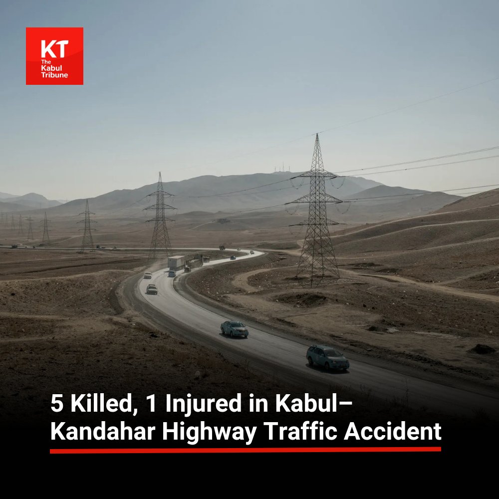 TheKabultribun's tweet photo. A traffic accident on the #Kabul–#Kandahar highway has killed five people and injured one other in #Afghanistan’s Maidan #Wardak province, local authorities said.
https://t.co/2ARkWpDPa6 https://t.co/39MPr8P0ei