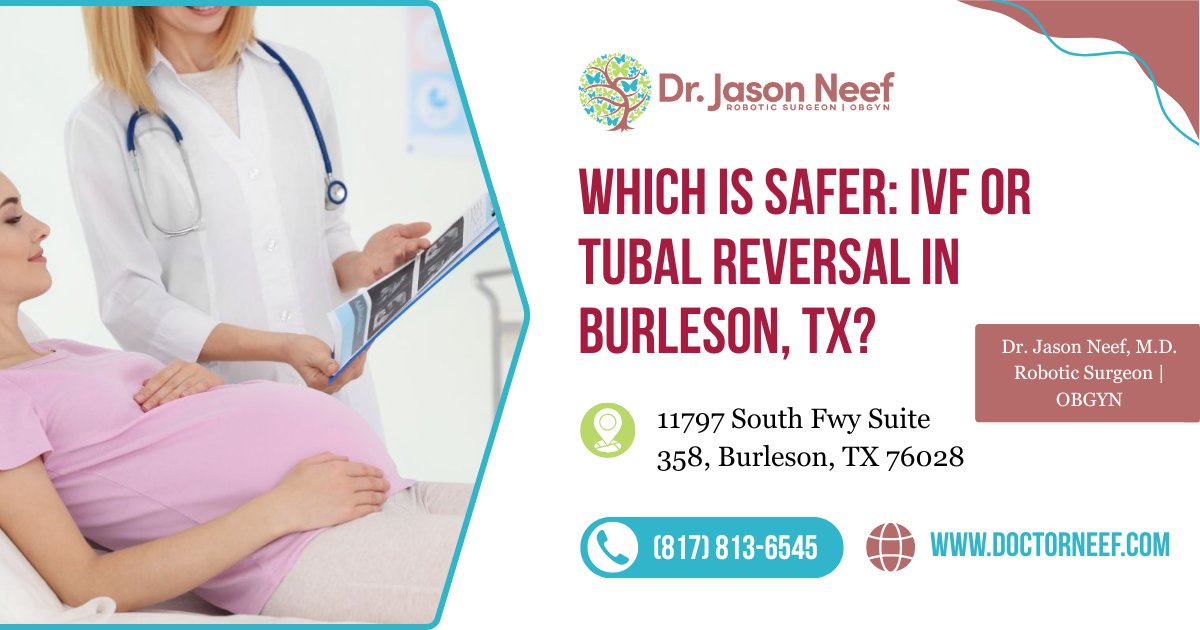 DoctorNeef's tweet image. Which Is Safer: IVF or Tubal Reversal in Burleson, TX?
Honestly, there's no one-size-fits-all answer here.  Your age, tube health, and fertility goals make all the difference. Read more here:
doctorneef.com/resources/arti…  #DrJasonNeef #TubalReversal #IVF #FertilityOptions