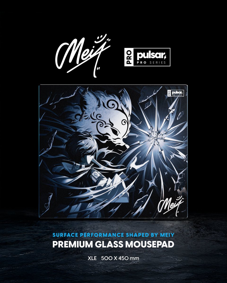 新商品発売スケジュールのお知らせ

Pulsar PRO Series Meiy (<a href="/meiyfps/">Meiy</a>)

4/22 17:00-

Price: 17,980円（税込）
Size: 500mm × 450mm
Surface: High speed

jp.pulsar.gg/products/pro-s…

※初回販売枚数はグローバルで5,000枚となります
※再生産に関しては現状未定となります