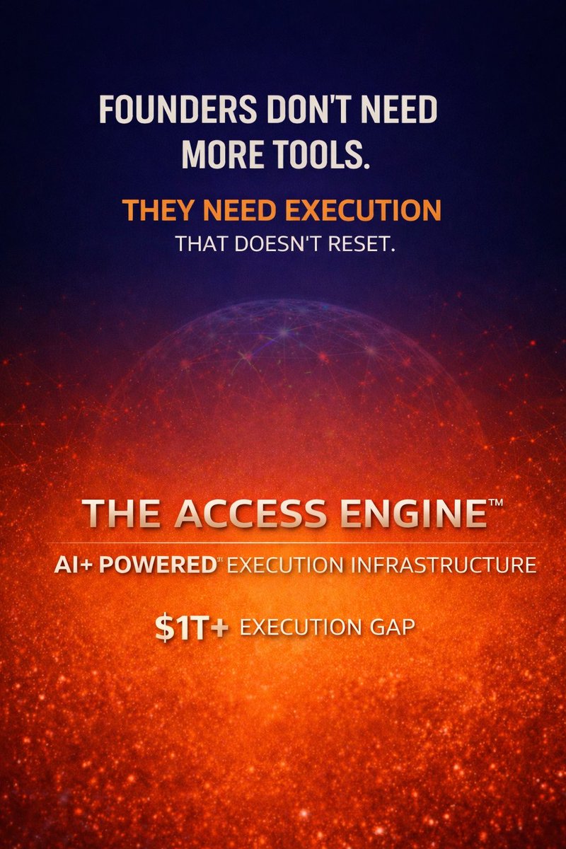 CaytonFlemming's tweet photo. The majority of what AI creates never compounds.
Execution resets.
Value leaks.
A trillion-dollar execution gap.
Through grace, I’m building what captures it.
—Cayton
#TheAccessEngine
#ExecuteCompound
#ExecutionInfrastructure https://t.co/bYCdhHTbZM