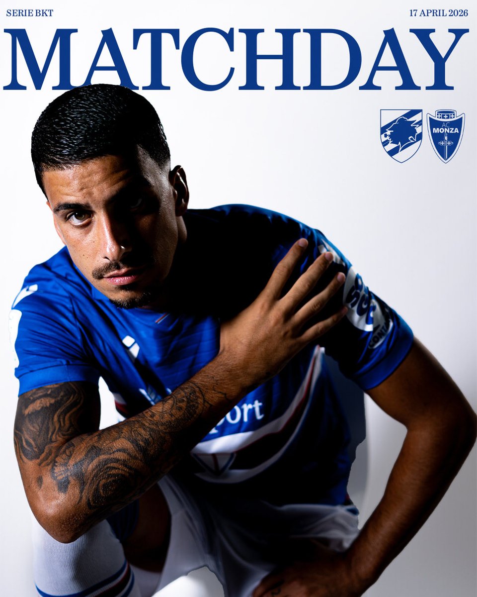 sampdoria's tweet image. 𝙈𝑨𝙏𝑪𝙃𝑫𝘼𝒀 👊🏻

⚽️ #SampMonza
🏆 #SerieBKT
🏟 "Luigi Ferraris"
🕒 20.30 CET

#ForzaDoria 🔵⚪🔴⚫⚪🔵