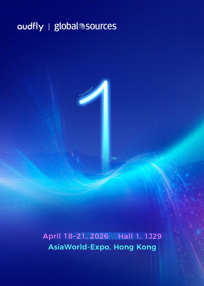 audflyspeaker's tweet image. Only 1 Day to Go! ⏳

We're ready to meet you at
Global Sources Mobile Electronics 2026
in AsiaWorld-Expo, Hong Kong ✨

📍Booth 1J29
🗓April 18–21, 2026

👏 See you tomorrow in Hong Kong！

#DirectionalAudio #AudioInnovation #GlobalSources #SmartDevices #Audfly