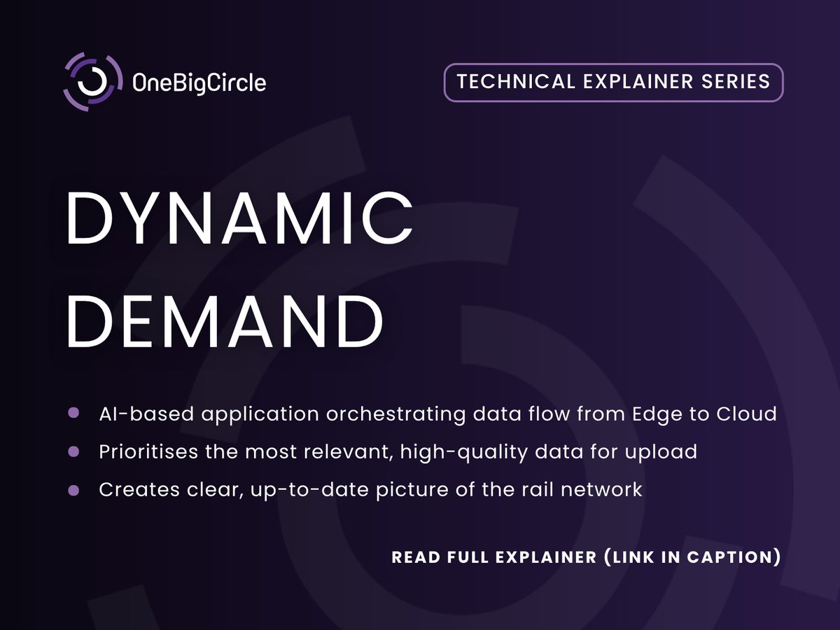 1bigcircle's tweet photo. When a train runs the same route multiple times a day, how do you avoid uploading the same data repeatedly – and ensure engineers only see the best quality footage?

The answer: Dynamic Demand 🔄

🔗 Read the full explainer: https://t.co/uSCtsnpEp8 https://t.co/X1ei7agCXH