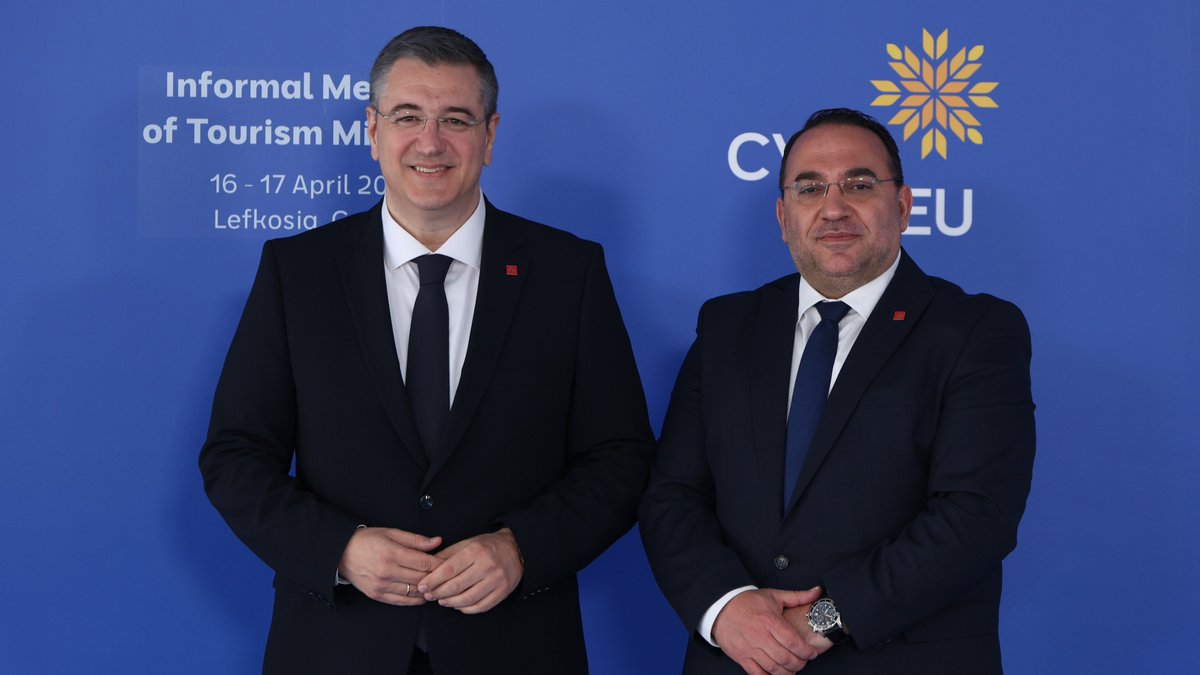 CY2026EU's tweet photo. 📍Informal meeting of 🇪🇺 Tourism Ministers underway in Lefkosia.

🇨🇾 Deputy Minister of Tourism @costaskoumis chairs today's discussions on:
🔹The forthcoming European Sustainable Tourism Strategy
🔹Strengthening SMEs, the backbone of European tourism

#CY2026EU https://t.co/8a3VIB7qXZ