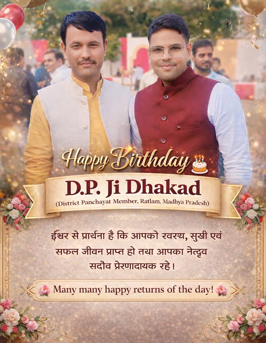DhakadSurendra_'s tweet photo. धाकड़ समाज की शान, किसानों के लिए हमेशा तत्पर व बुलंद आवाज,जिला पंचायत सदस्य,रतलाम मध्यप्रदेश आदरणीय भाईसाहब #श्री_डीपी_धाकड़_जी को जन्मदिन पर बहुत बहुत बधाई एवं शुभकामनाएं @_DP_Dhakad
#happybirthday  #ratlam #kota #rajasthan #MadhyaPradesh #tedingpost https://t.co/YTcWRH9Qgn