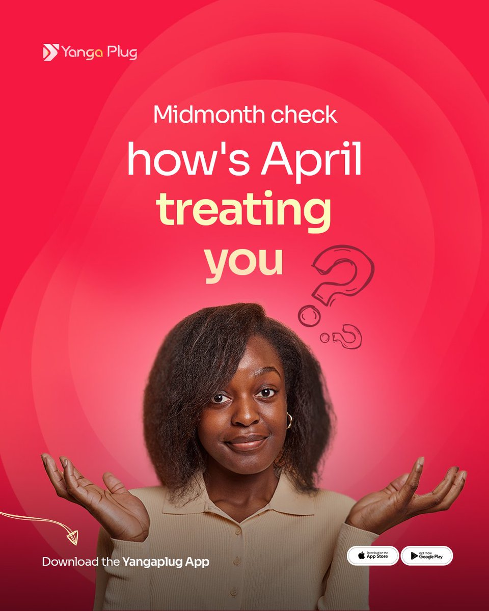 Middle of the month already! 

How’s your April been so far?
​We’re halfway through, time to finish strong.

​Describe your April in just one word below! 👇

​#YangaPlug #PlugInWithUs #April2026 #billpayments