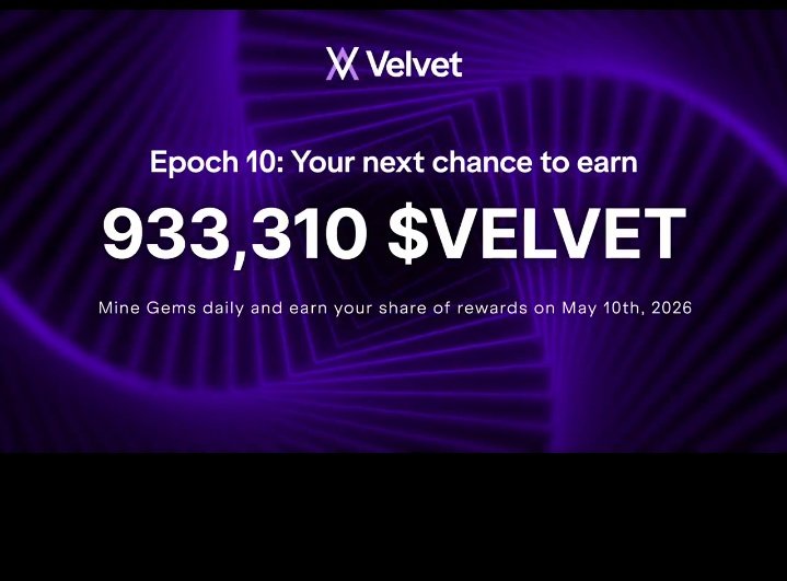 real_j3nny's tweet photo. Epoch 9 just wrapped up, and 946,282 $VELVET was distributed. I was able to claim my share through consistent trading, keeping up with daily Gem claims and the rewards made the effort worthwhile.

Now it gets even more interesting... 👇
933,310 $VELVET is up for grabs in Epoch 10, running until May 10.

This Epoch introduces a major upgrade; perps trading is coming to @Velvet_Capital, expanding beyond spot and #DeFi and opening up new opportunities on the platform.

Here’s how I’m approaching Epoch 10: • 🔹Staying consistent with trading

🔹 Maintaining my daily Gem streak (no misses)

🔹 Building volume for a stronger multiplier

🔹 Holding $VELVET

Reminder: Gems must be claimed daily. Unclaimed Gems expire and won’t count toward rankings.

The #VELVET economy is growing, now’s a good time to get involved and explore what team is building.