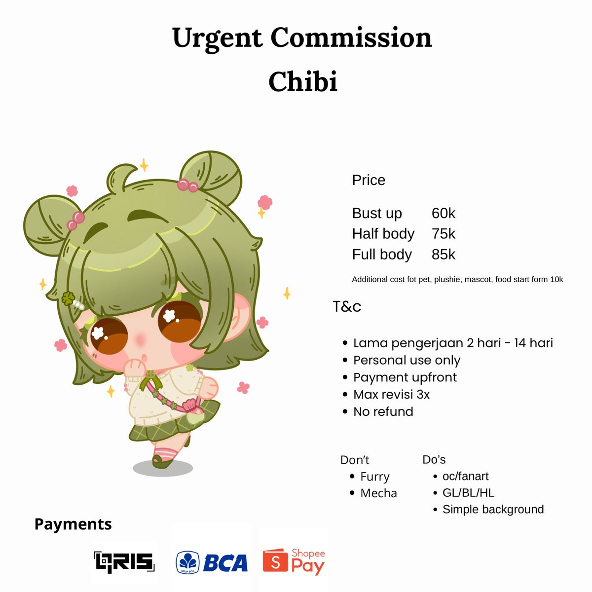 saoskechup's tweet image. [♥️ &amp;amp; 🔁 are very appreciated]

‼️URGENT COMMISSION ‼️

Hii aku lagi buka urgent commission untuk bayar listrik bulan ini, open 5 slot only

Feel free to DM me if you're interested ^^

#commissionsopen  #opencommission #artidn