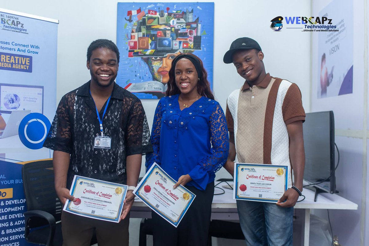 webcapz's tweet photo. We just graduated a batch of web developers whose projects are ready to ship to market. Let me tell you about the week we had at @WEBCAPzTech 👇 https://t.co/Amou2S2GiL