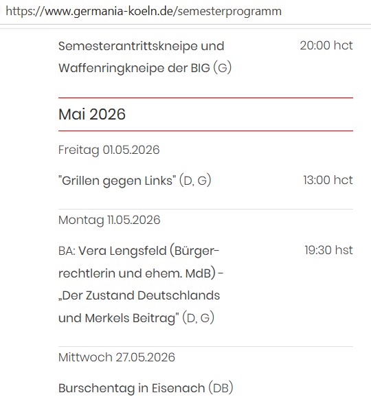 korpokritik's tweet image. Am 11. Mai 2026 soll bei der #Burscehnschaft Germania in Köln (#DB) ein Vortrag zum Thema „Der Zustand Deutschlands und Merkels Beitrag“ mit Vera Lengsfeld, einer rechten Autorin und AfD-Sympathisantin, stattfinden.