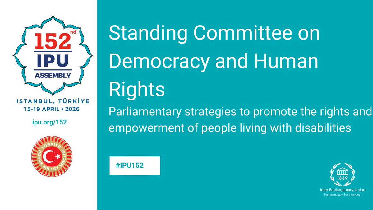 IPUparliament's tweet image. With nearly 16% of the world's population living with some form of disability, the #IPU's Committee on Democracy and Human Rights will consider parliamentary strategies to promote the rights of people with disabilities during the #IPU152 Assembly.

➡️ipu.org/152