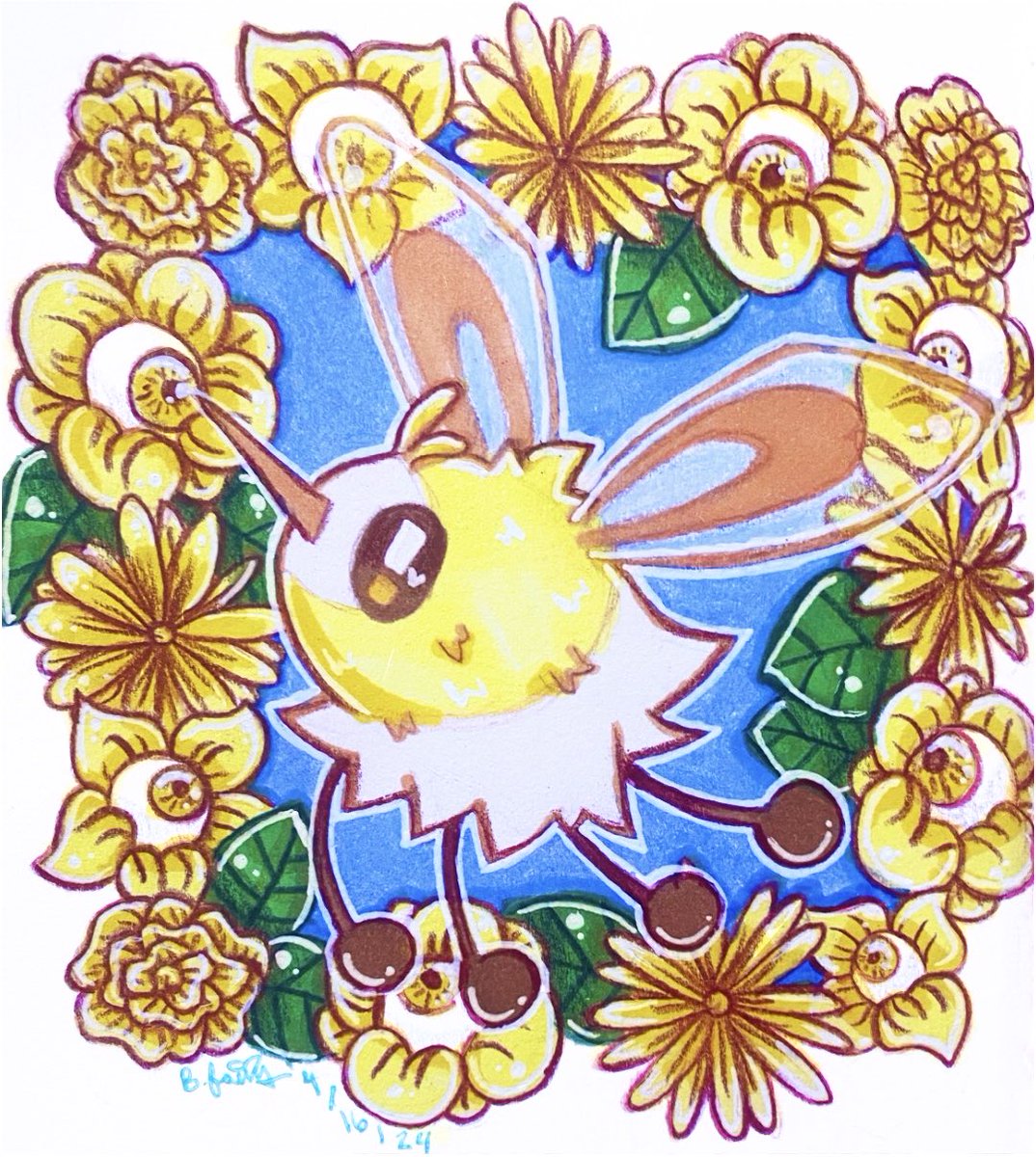 WHOOP!New art~I got inspired by Pokemon art ive seen here I decided 2draw cutiefly!ive not drawn much Pokemon especially not beyond a doodle traditionally so I chose a more simple design!Like circles•v• #art #poketwt 

If u would like 2 support me⬇️
throne.com/fairybunniii