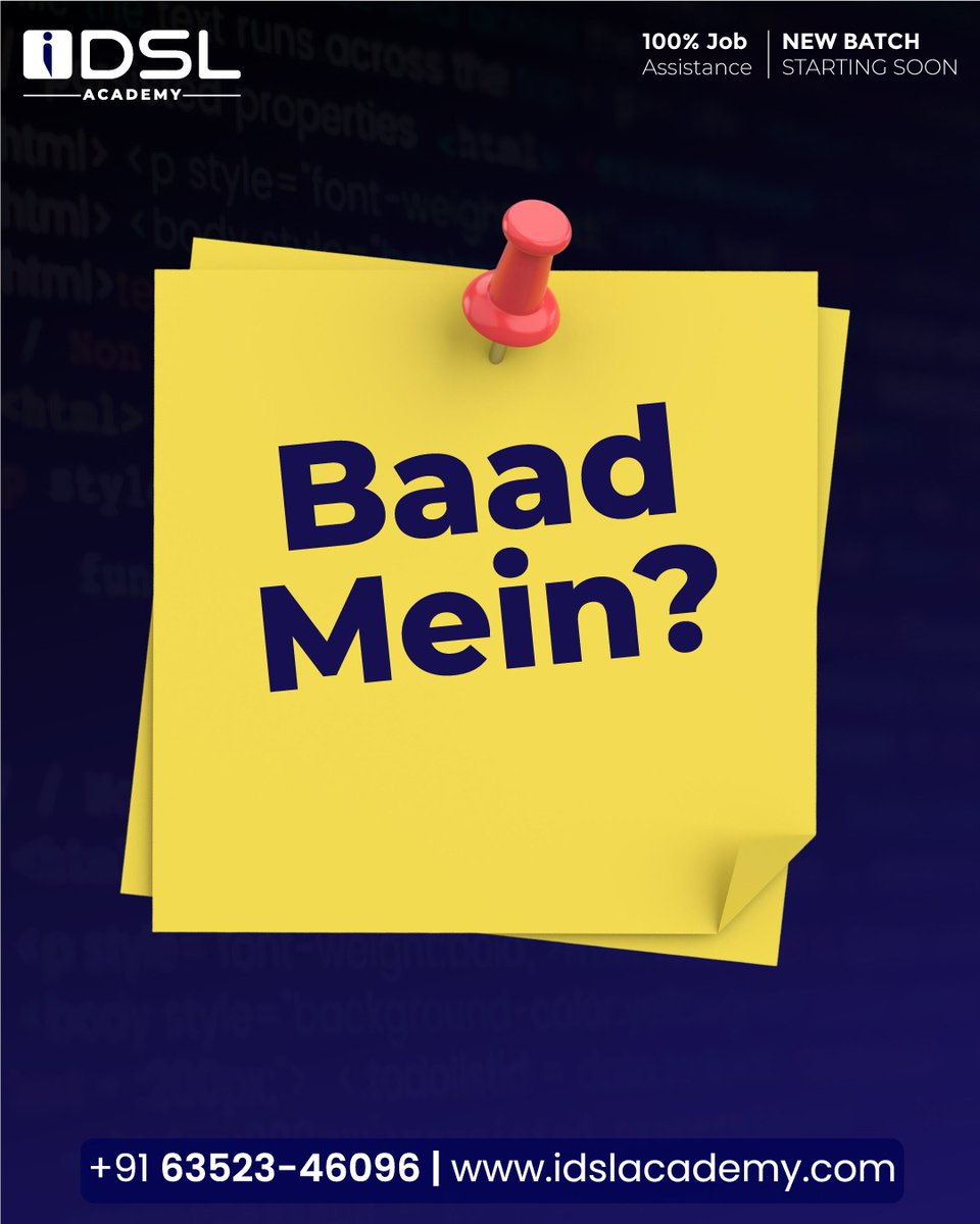 idslacademy's tweet image. Every student has 2 choices:
👉 “Baad mein karunga”
👉 “Aaj se start karta hoon”
Which one are you choosing today?
📞 +91 6352346096
🌐 idslacademy.com

#StartToday  #TakeActionNow #AbhiSeStart #IDSLAcademy #BaadMain #baadme #baadmein #AhmedabadStudents #AhmedabadCoaching