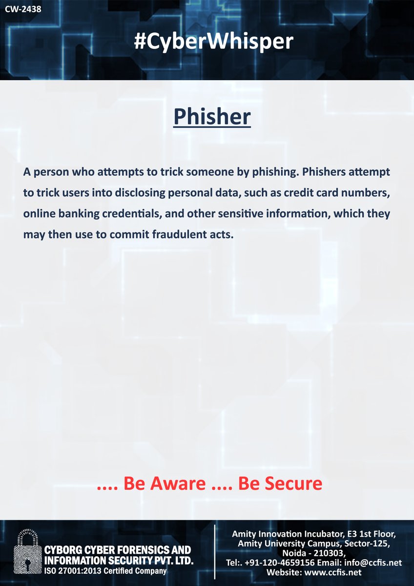 jssodhi's tweet image. #CyberWhisper #CyberSecurity #Phisher