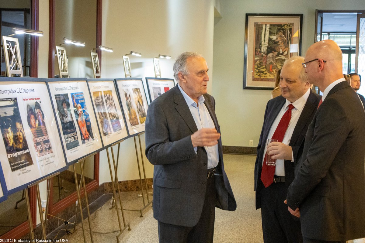 RusEmbUSA's tweet image. In dedication to iconic Russian #movie director, actor and public figure Stanislav Govorukhin, who passed away in 2018, the Embassy invited compatriots, members of the diplomatic corps and Americans with knowledge and interest in Russian #culture to a special #screening of the