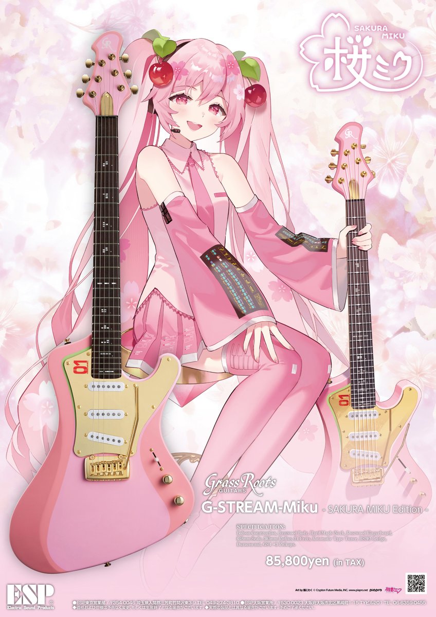 ESPGuitarsJP's tweet image. ／
🆕 #GrassRoots G-STREAM-Miku -SAKURA MIKU Edition- 発売‼️
＼

✨G-STREAM-Mikuに待望の #桜ミク 仕様がラインアップ‼️

✅SAKURA MIKUカラー
✅SSSピックアップ配列

⚠️4月18日より販売開始

⏩ espguitars.co.jp/productinfo/57…

#ESPGuitars #SAKURAMIKU #初音ミク #餡こたく