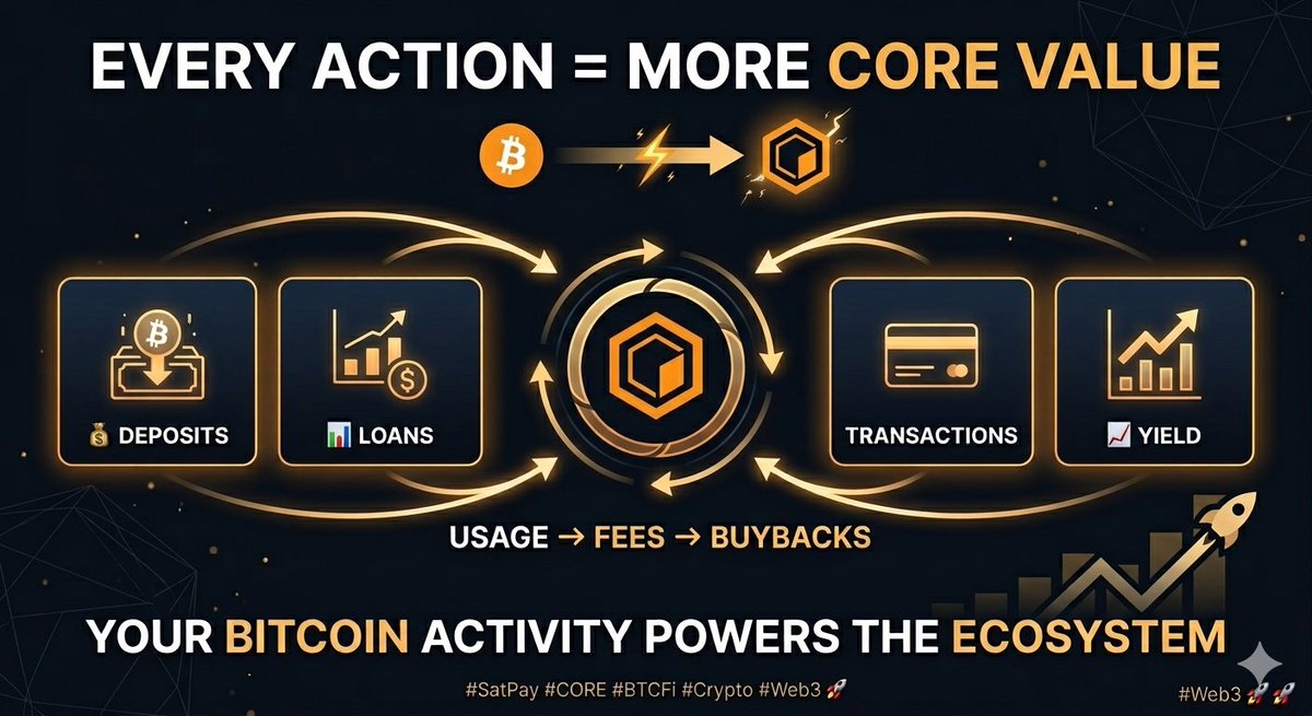 mamunbepari179's tweet image. 🚀 Every move on @sat_pay fuels the CORE ecosystem 🔶

Deposits 🏦
Loans 💵
Transactions 💳
Yield 📈

👉 More usage = real buybacks ☯️

You’re not just using Bitcoin… you’re strengthening it 🔥

#SatPay #CORE #BTCFi #Bitcoin #Web3 #Crypto 🚀