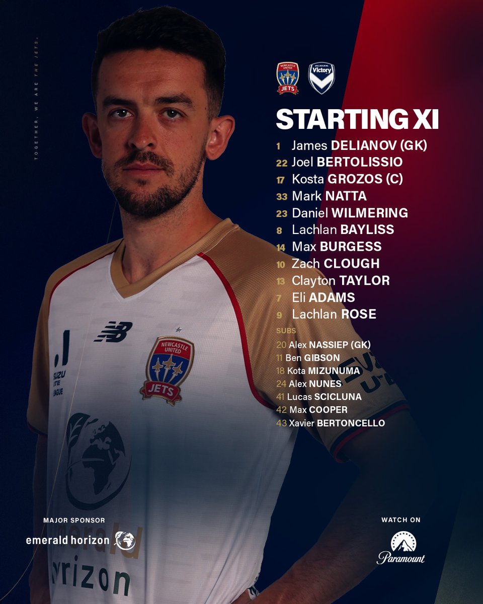 NewcastleJetsFC's tweet image. 𝑻𝒆𝒂𝒎 𝒏𝒆𝒘𝒔!

Cloughy jumps into the starting team for the first time in Jets colours 🔥 Kickoff is just over an hour away

#Together #BoxOfficeJets #MVCvNEW