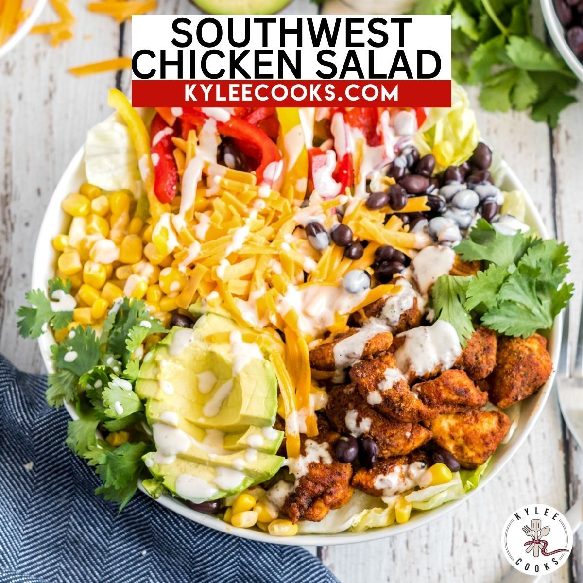 kyleecooks's tweet image. This Southwest Chicken Salad is dinner, not a side dish. Smoky spiced chicken, black beans, corn, and a chipotle ranch you'll want on everything. #SouthwestChickenSalad #SaladRecipes #kyleecooks kyleecooks.com/southwestern-c…