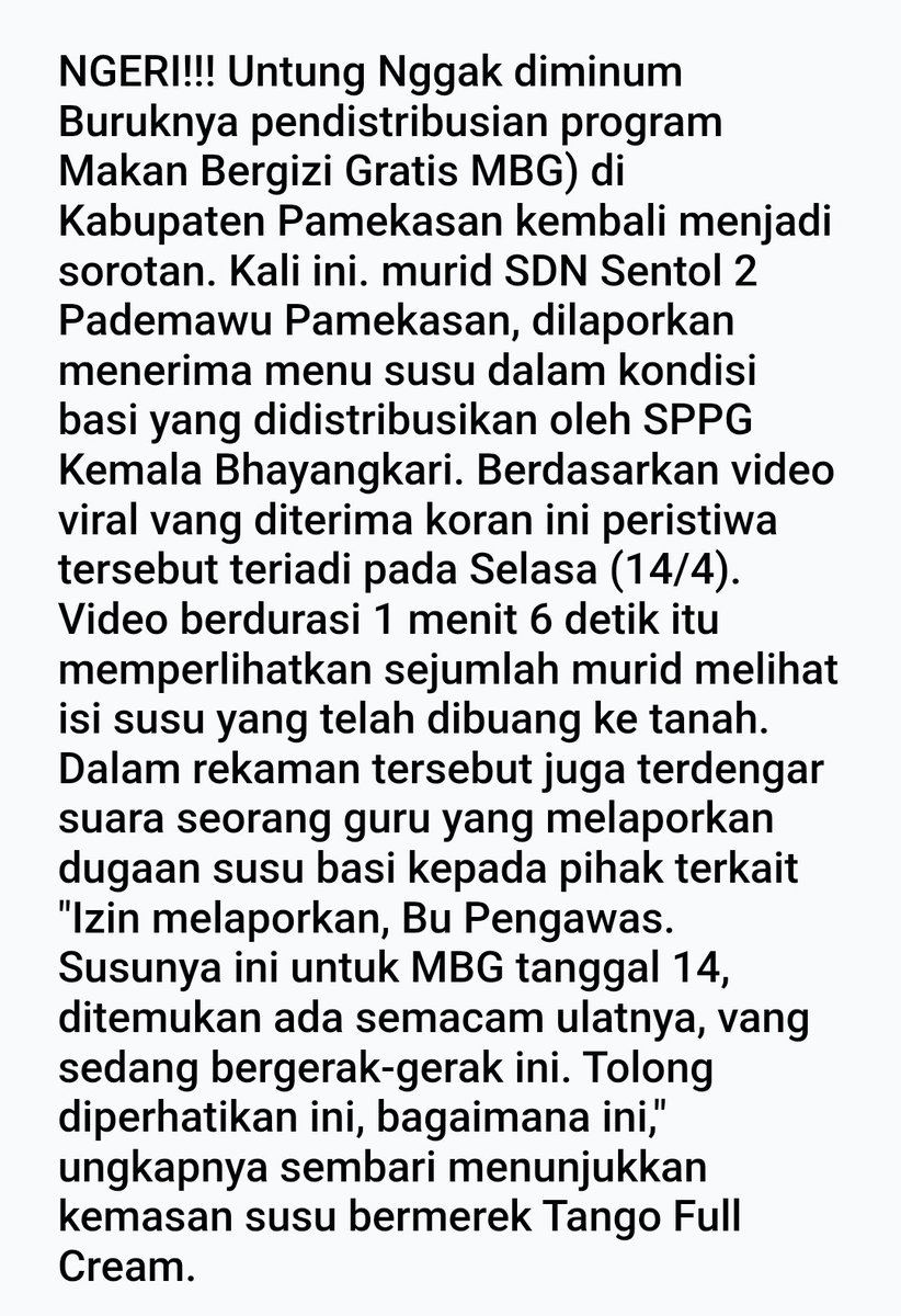 Jelli_cent's tweet photo. Untung murid2nya blm mengkonsumsi..

Bisa keracunan massal ini 😒

Pamekassn - SPPG Kenapa Bhayangkari... https://t.co/cbvsvW8MOK