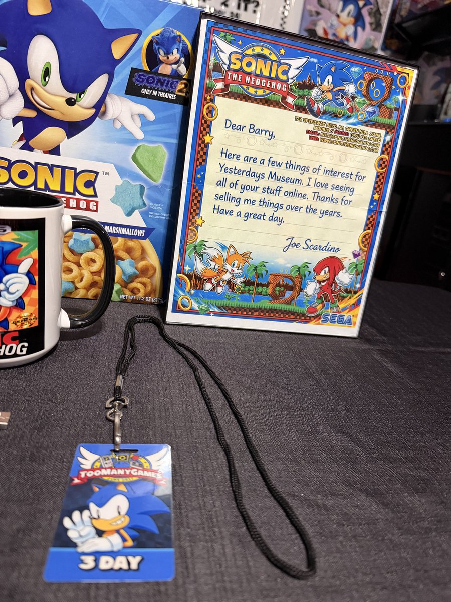 1992_sonic's tweet image. Mail call today! A wonderful donation of Sonic the Hedgehog items to the museum from Joe Scardino! Thank you so much for your contribution! Donations are appreciated always, DM me if you wish to contribute anything! #sonicthehedgehog  #sega #donations #thankyoueveryone