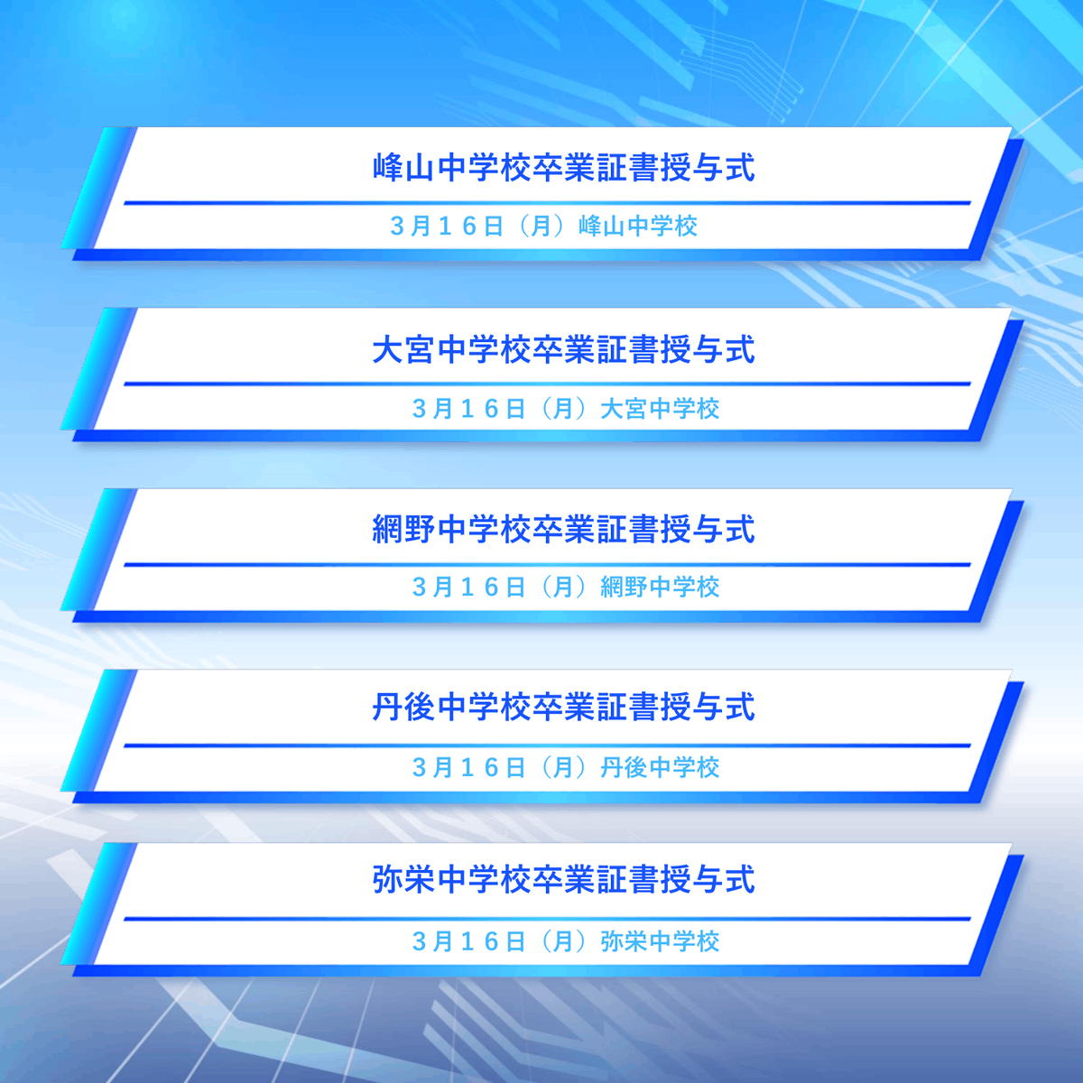 actv__official's tweet photo. ACTV京丹後局をご覧の皆様こんにちは！
次回の「週間！ニュース」は、市内の各中学校の卒��証書授与式の様子をお送りします。
【4月18日（土）～4月24日（金）7:00、12:30、18:30、22:00】
※番組内容が異なる場合がございます
☆番組に関するご意見・ご感想はこちら
<https://t.co/96MkeWCa5y> https://t.co/gYHVh36Mtv