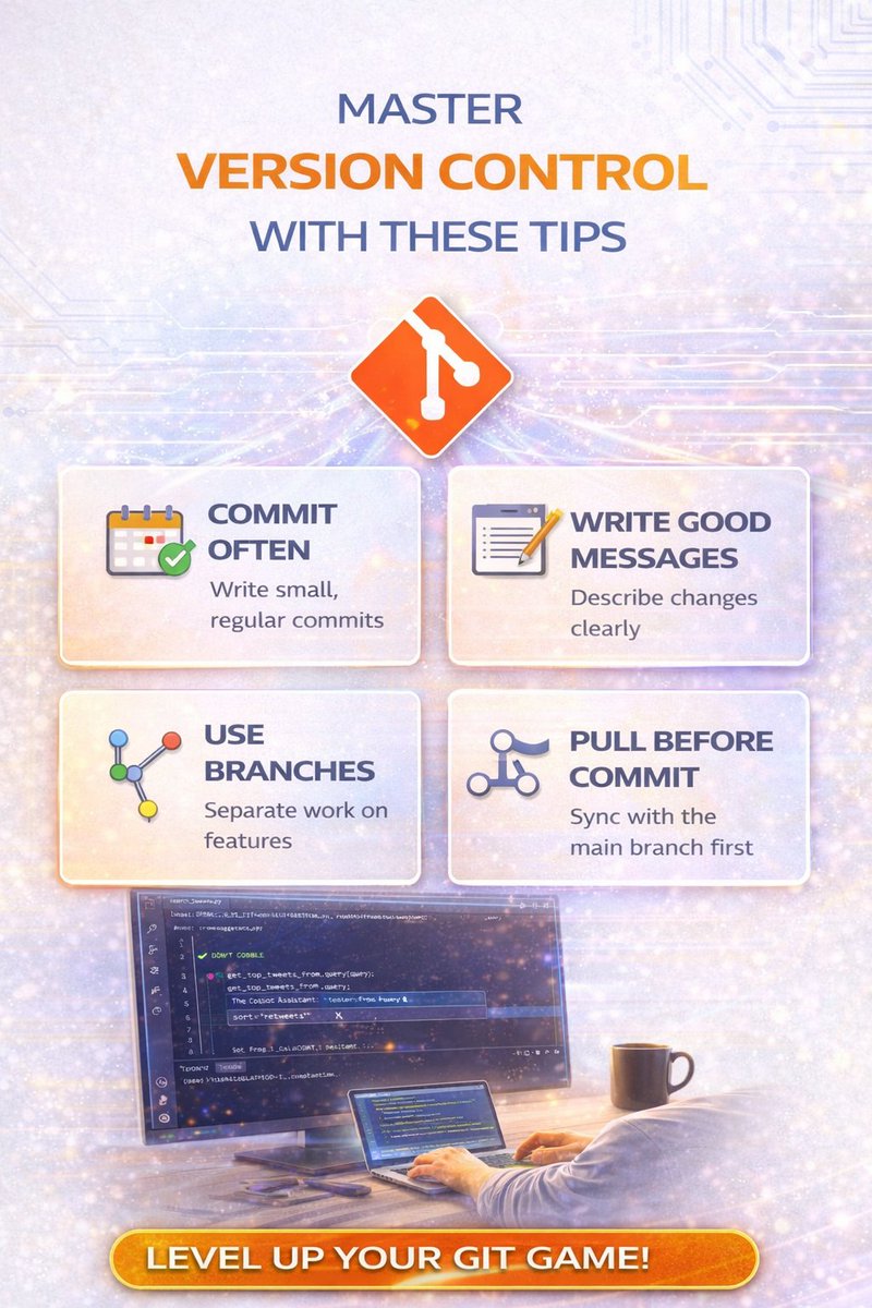Himanksolutions's tweet image. Good developers write code.
Great developers manage it properly.
Version control isn’t just a tool—it’s your safety net, your history, and your team’s backbone.

Master Git, and you level up your entire workflow. 🚀

#Git #VersionControl #Developers #CodingTips