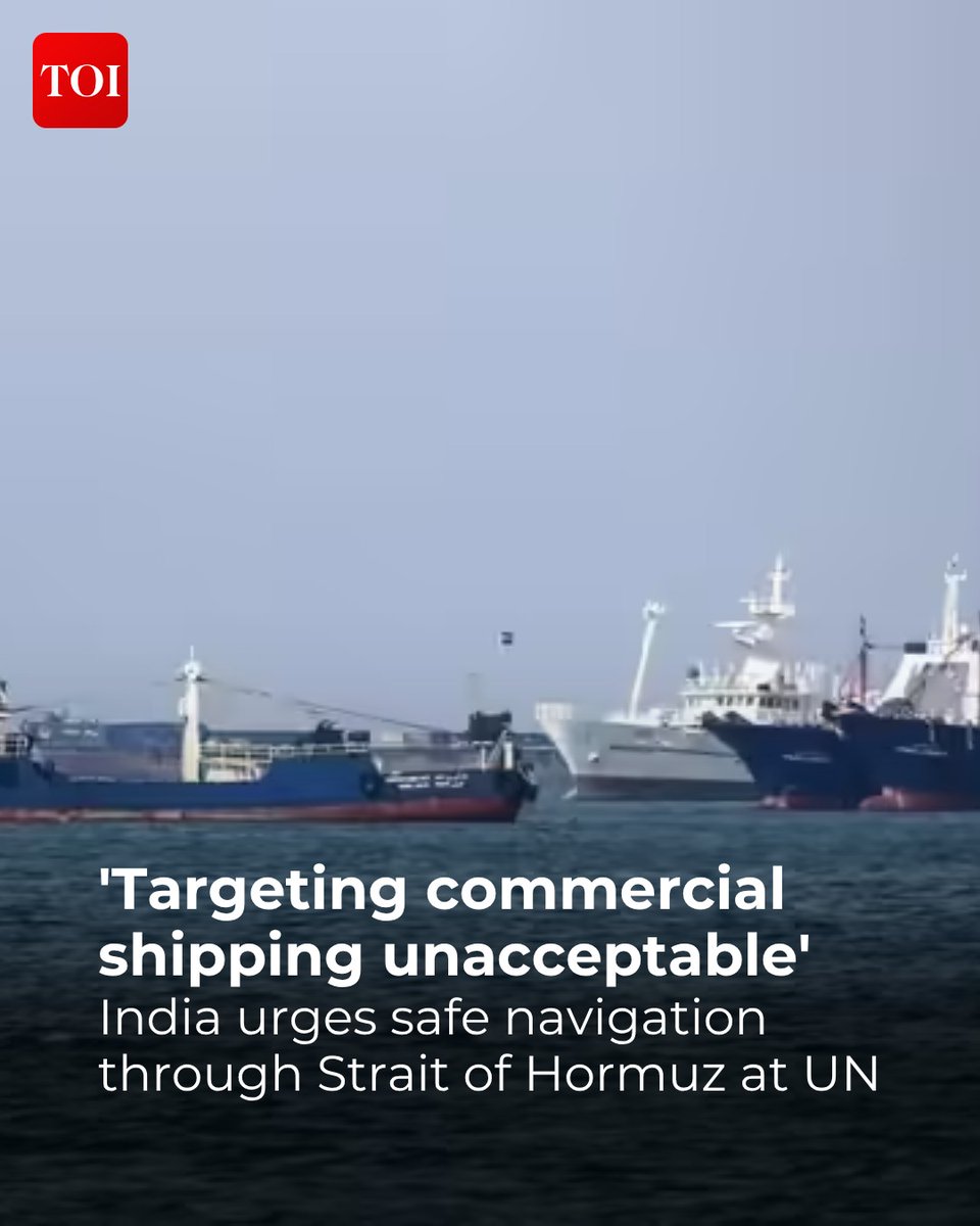 timesofindia's tweet image. India on Thursday raised serious concerns at the #UnitedNations over threats to commercial shipping in the #StraitofHormuz, urging the immediate restoration of safe navigation and calling for restraint and de-escalation amid continuing tensions in the #MiddleEast.

More details