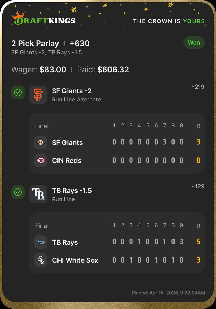 Redmane516's tweet photo. Tonight was good! Ironically I barely took to Padres and they were the landers. As always gamble responsibly! 

#draftkings #MLB #Sportsbetting
#Padres https://t.co/gZcNmHW7kj