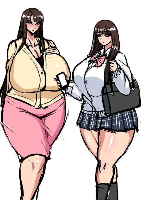 息抜きに落書き。こんな感じのヒロインたちで母娘丼もの描きたい 