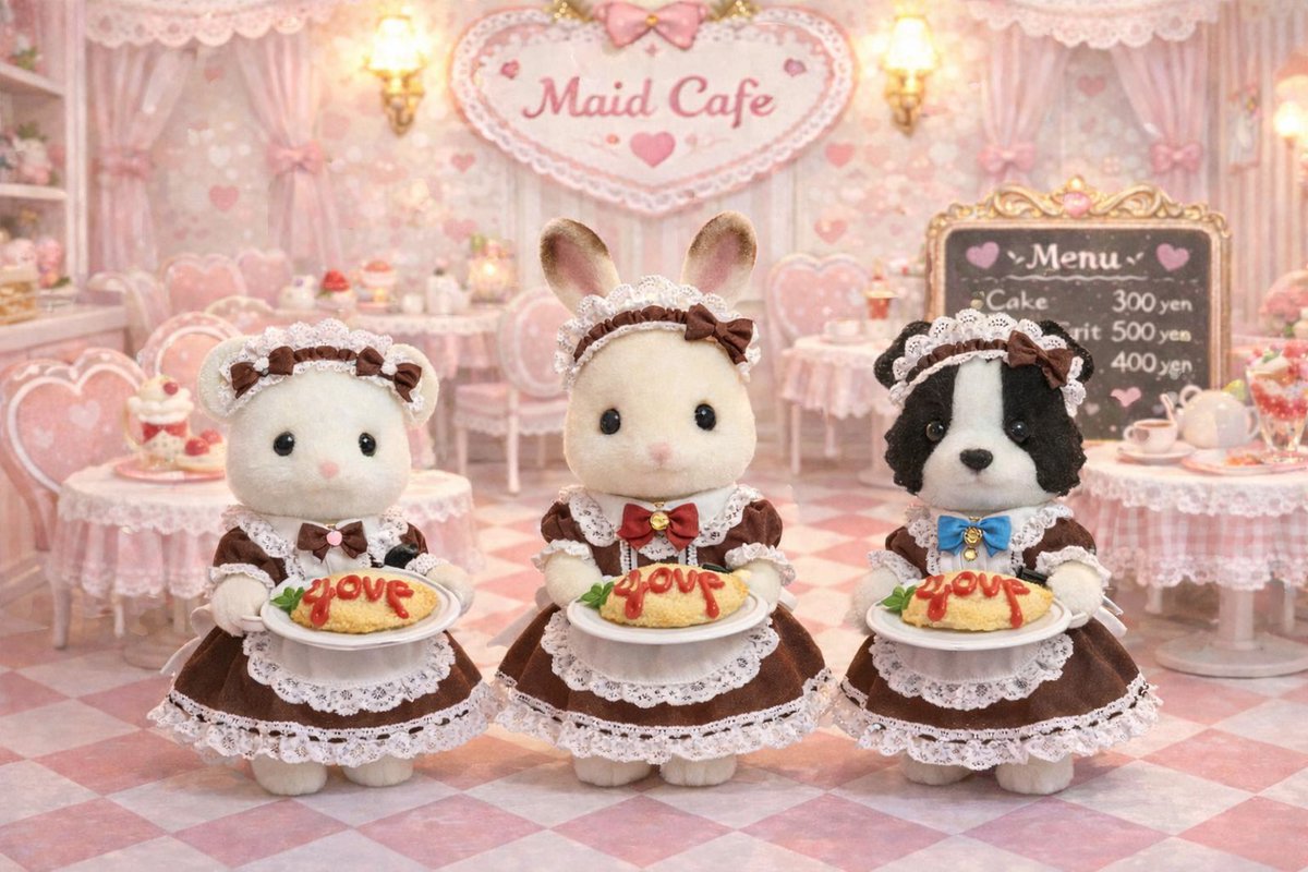 シルバニアファミリー
メイドカフェ風に。