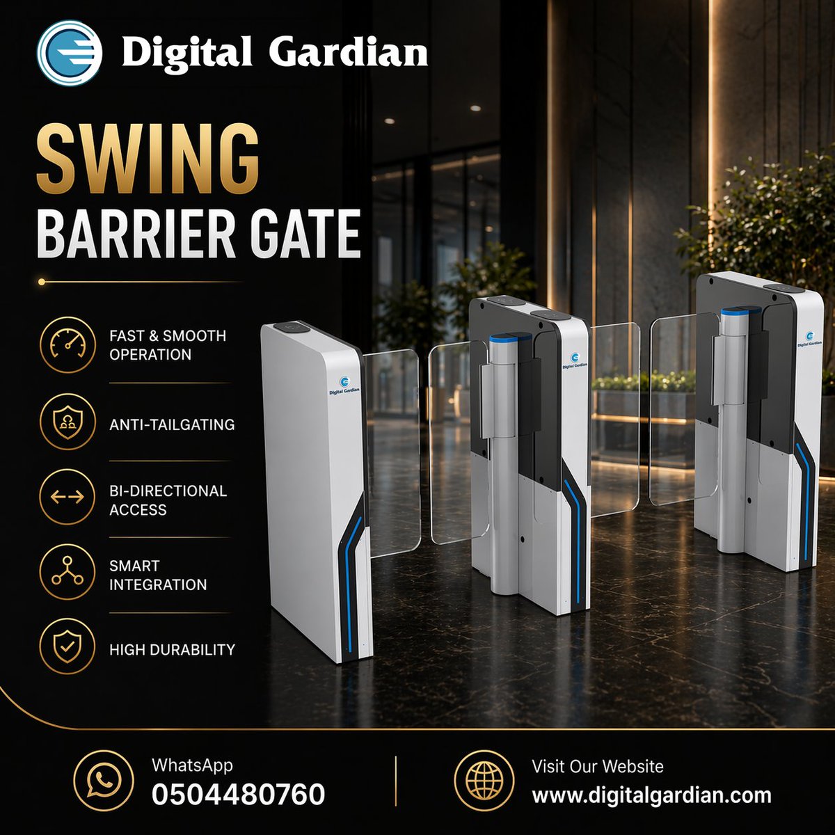 vostokuae's tweet image. 🚪✨ Upgrade your security with Digital Gardian Swing Barrier Gates
Perfect for offices, commercial spaces, and secure facilities.
📲 Contact WhatsApp: 0504480760
🌐 Visit: digitalgardian.com
#AccessControl #SmartSecurity #BarrierGate #SecuritySolutions #DigitalGardian