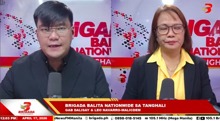 BRIGADA BALITA NATIONWIDE SA TANGHALI
Kasama sina Brigada Gab Dalisay (<a href="/GaboDalisay/">• ＧＡＢＯ •</a>) at Leo Navarro-Malicdem
📺 WATCH LIVE: youtube.com/watch?v=KVQQw6…
📻 105.1 MHz
🌐 brigadanews.ph
#BrigadaBalitaNationwide #BrigadaPH
